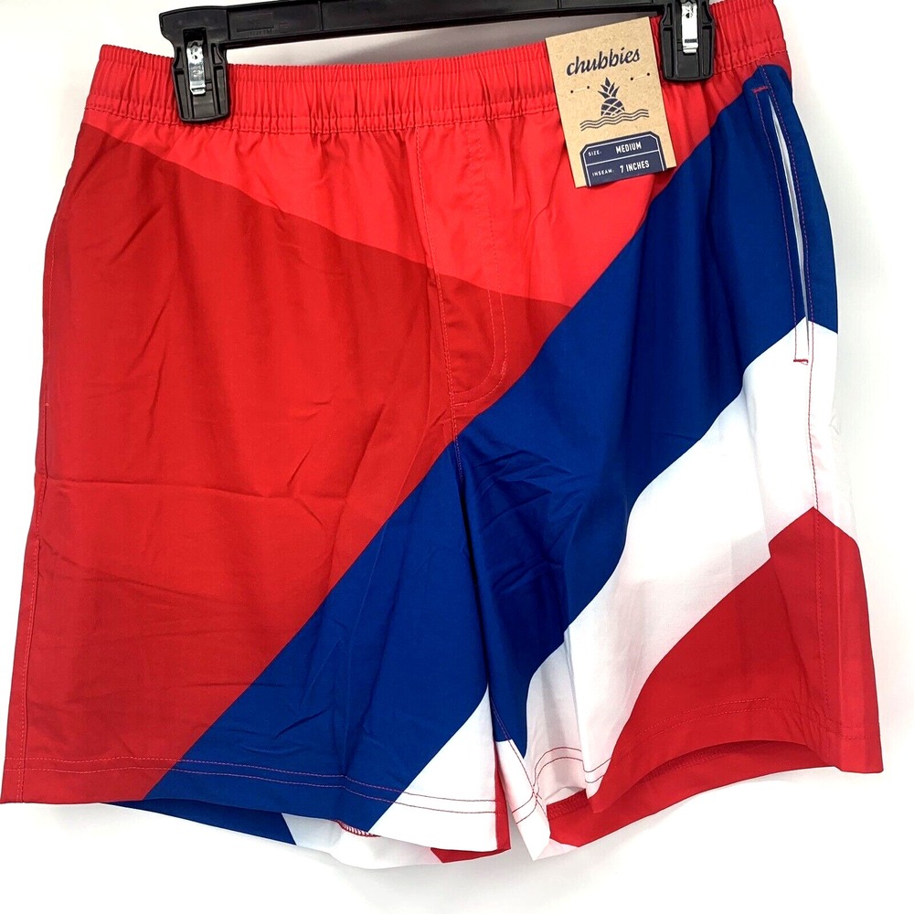 Chubbies Shorts Mens Medium Red White Blue The Living The Dreams 7" Athlounger